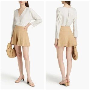 Vince Linen Blend Flounce Shorts - Tan